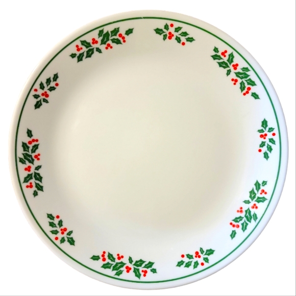 Corningware Dining 3 Vtg 1991 Winter Holly Green Band Corelle